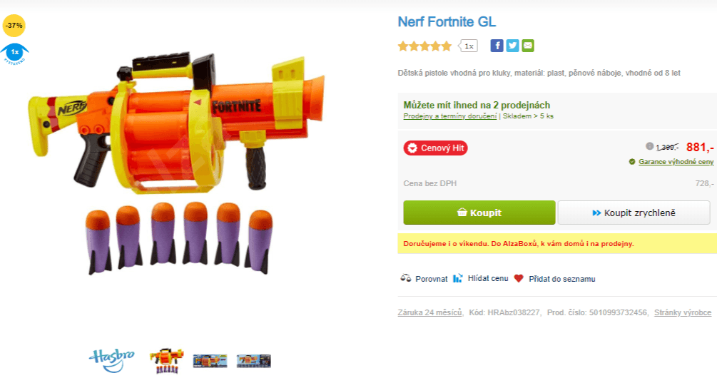 Dětská pistole Nerf Fortnite GL 