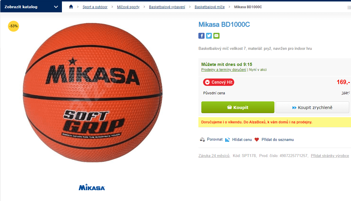 Basketbalový míč Mikasa BD1000C, vel 7