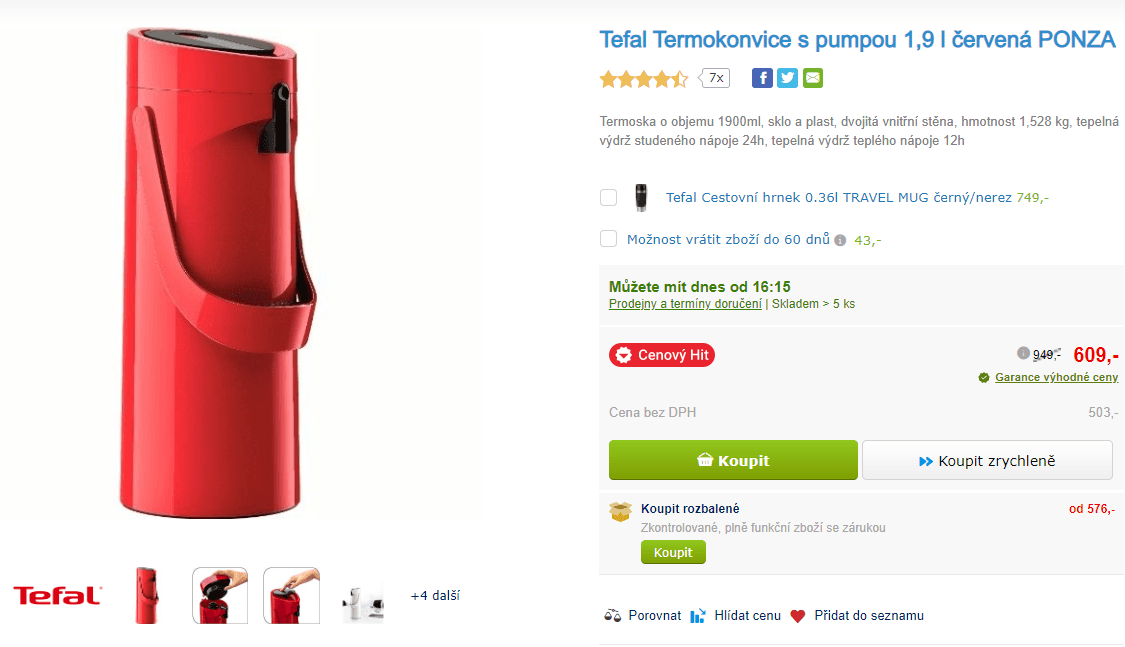 Termokonvice s pumpou Tefal 1,9 l Ponza