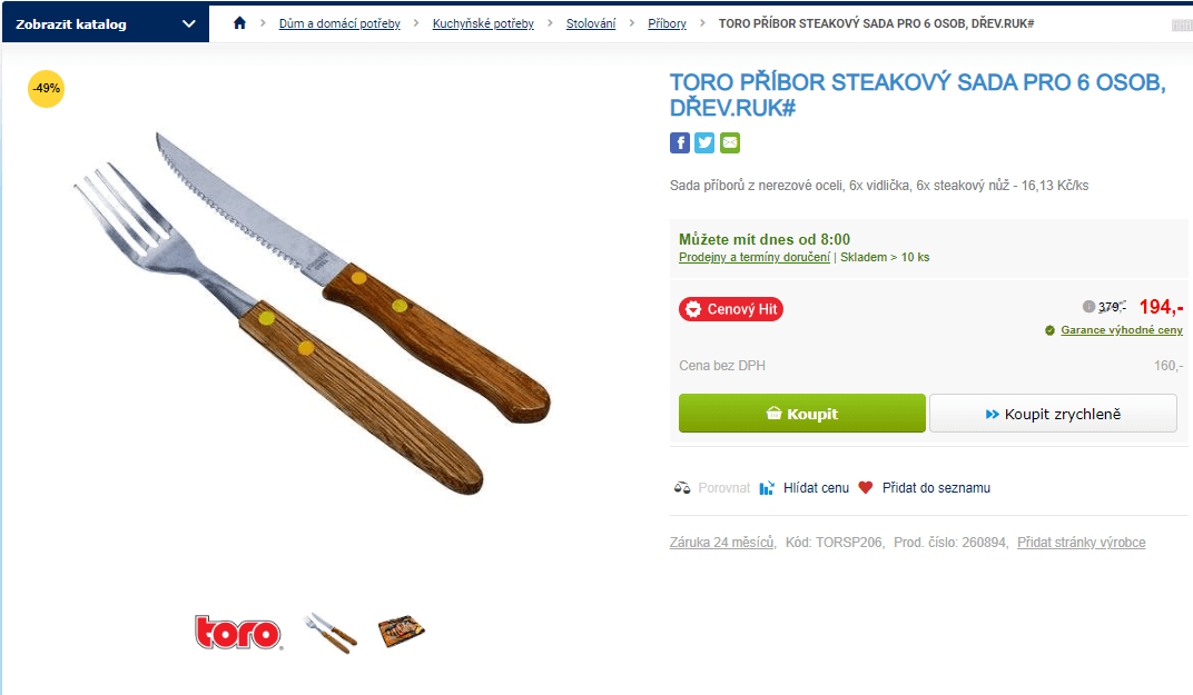 Příbor steakový Toro, sada pro 6 osob