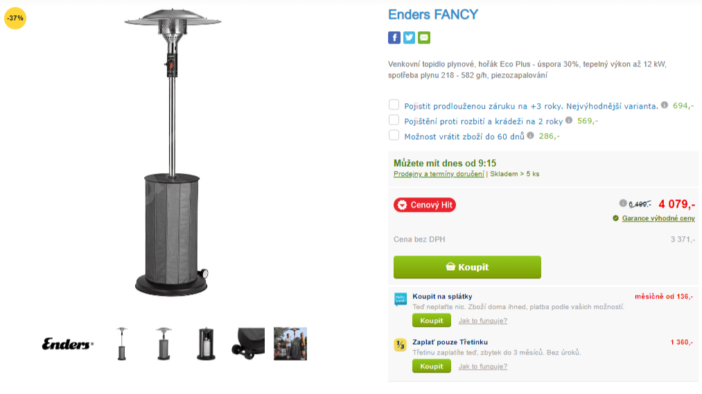 Plynový tepelný zářič Enders FANCY