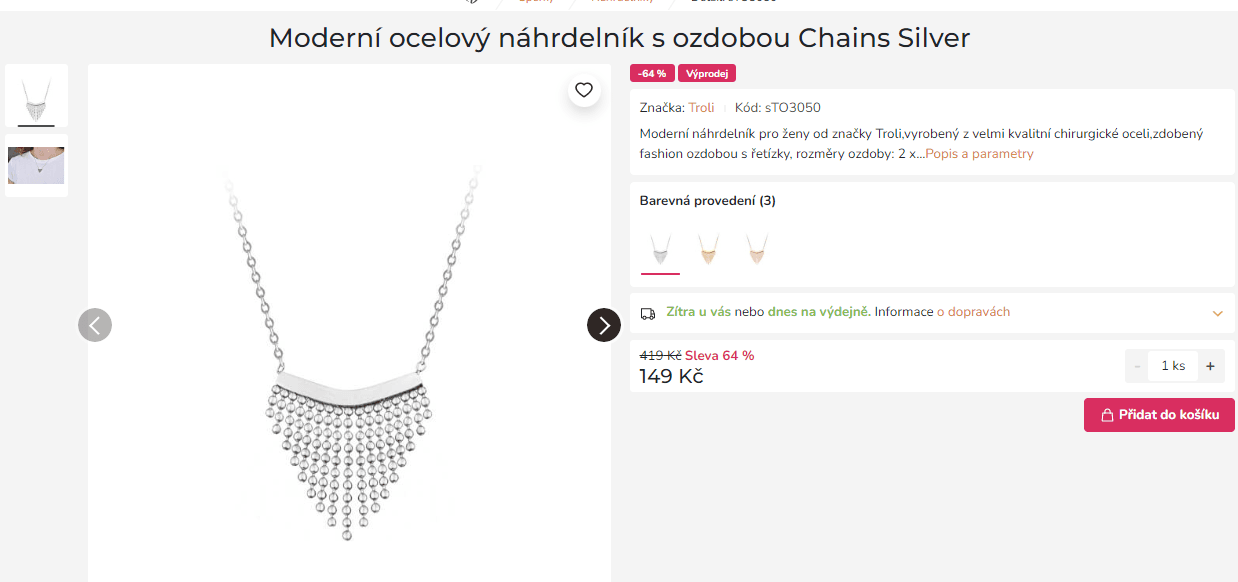 Ocelový náhrdelník s ozdobou Chains Silver