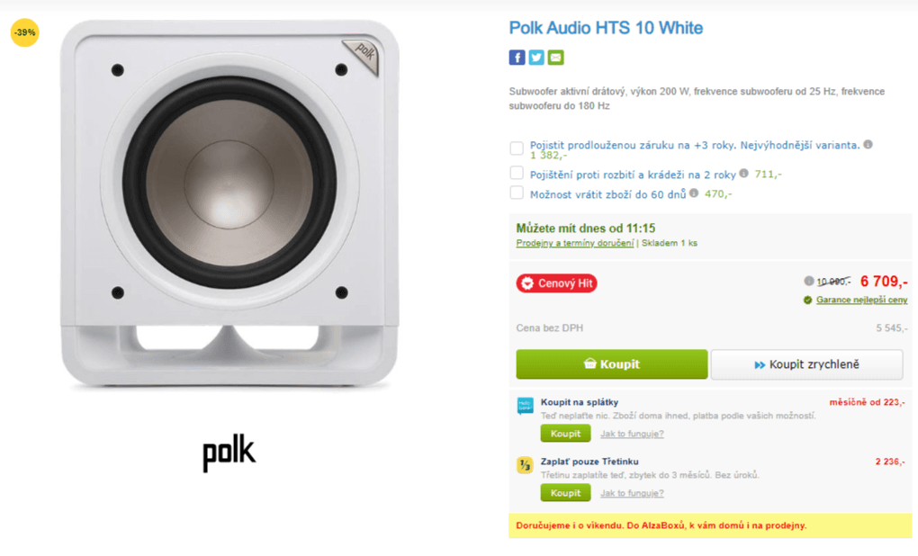 Aktivní subwoofer Polk Audio, 200W
