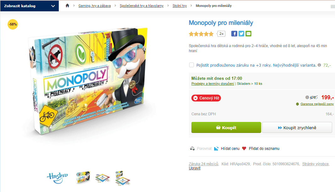 Monopoly pro mileniály Hasbro