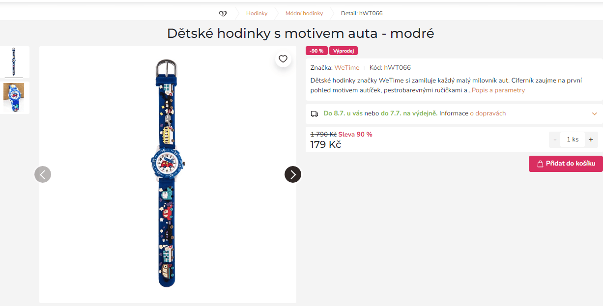 Dětské hodinky WeTime s autíčkem