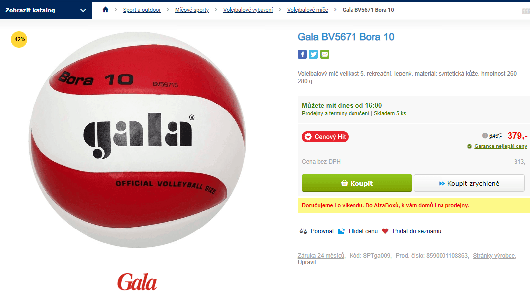 Volejbalový míč Gala BV5671 Bora 10
