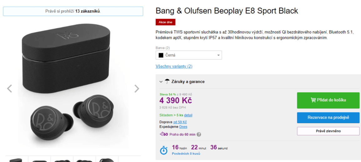 BT sluchátka Bang & Olufsen Beoplay E8