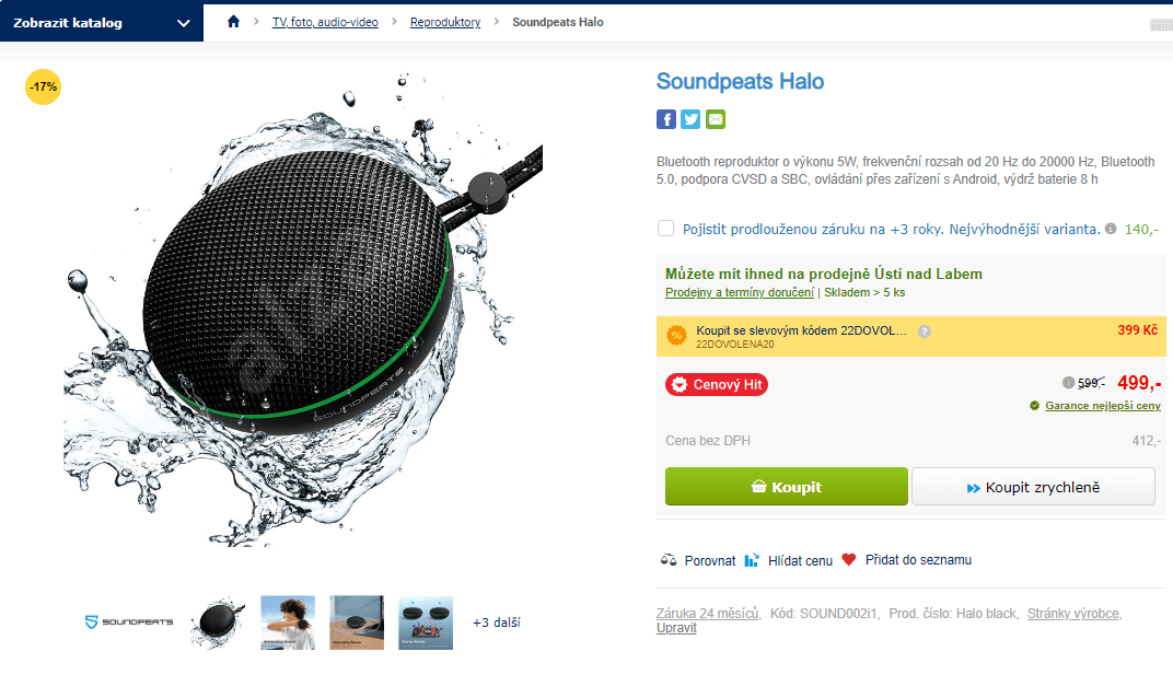 BT reproduktor Soundpeats Halo