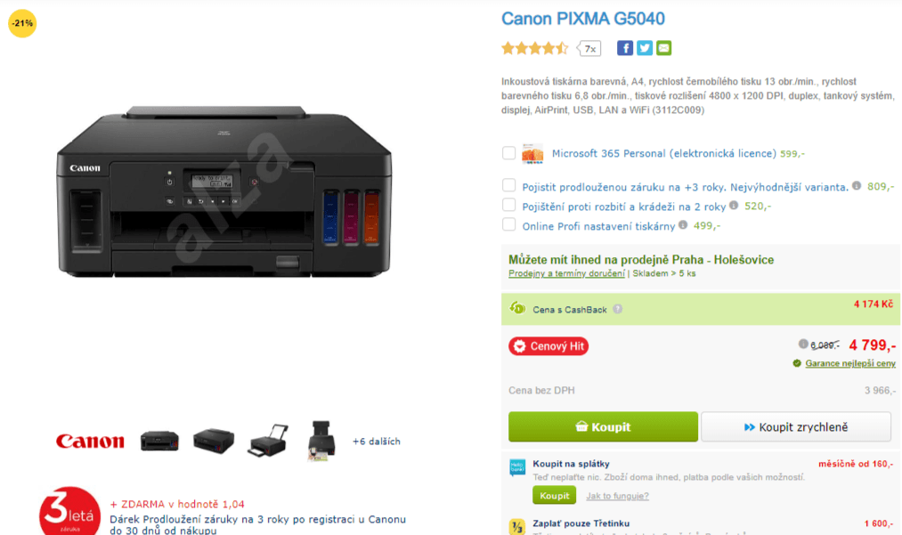 Barva, inkoust, multifunkce Canon, Wifi