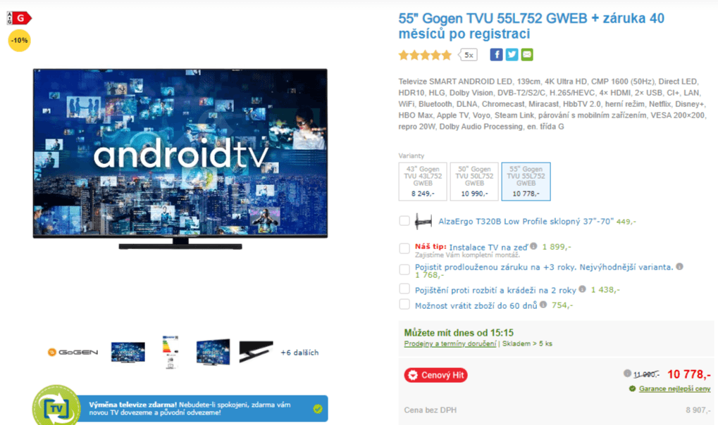 4K Android, 139cm, Chromecast, Gogen