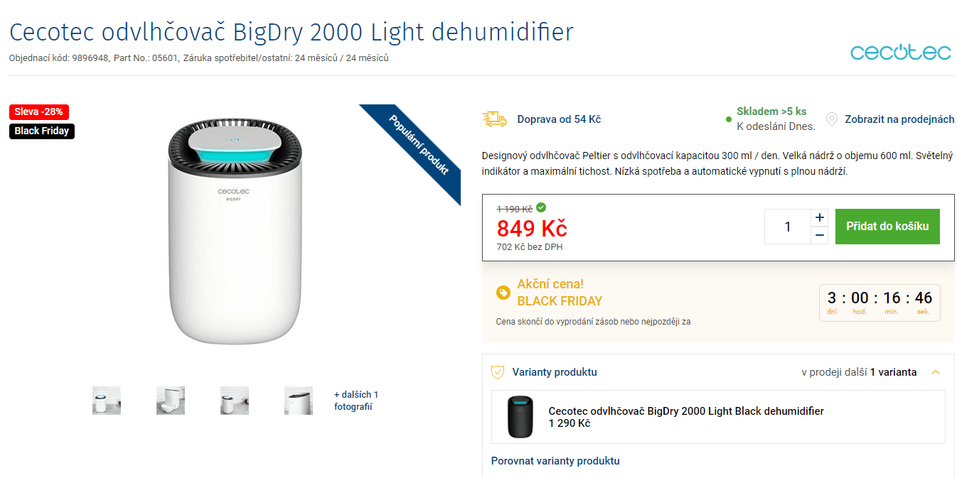 Odvlhčovač Cecotec BigDry 2000 Light