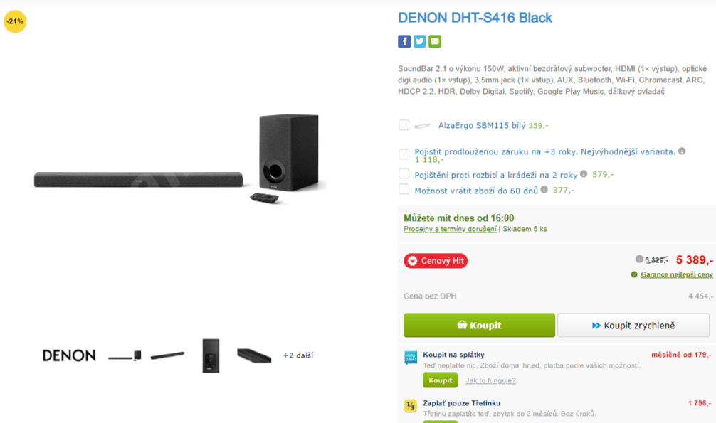 Soundbar Denon, 2.1, 150W, subwoofer