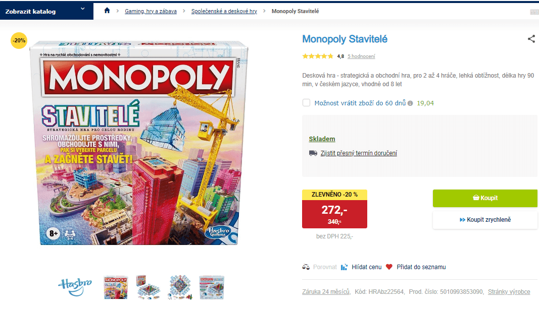 Desková hra Monopoly Stavitel