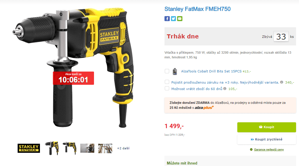 Vrtačka s příklepem Stanley, el., 750W