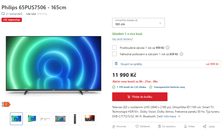 4K Smart, HDR, Atmos, 165cm, Philips
