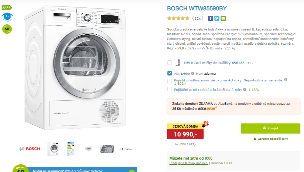 Sušička prádla Bosch, 8kg, alergie