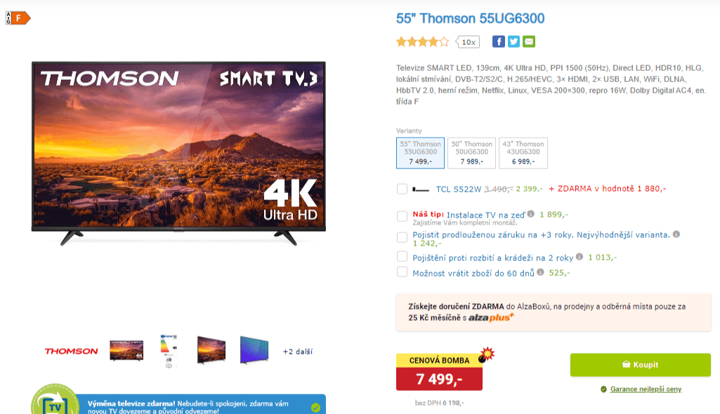 4K Smart TV, Linux, 139cm, HDR, Thomson