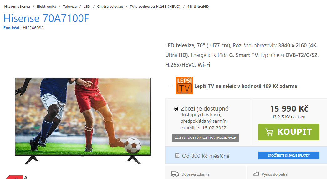 4K Smart TV, 178cm, HDR, Hisense