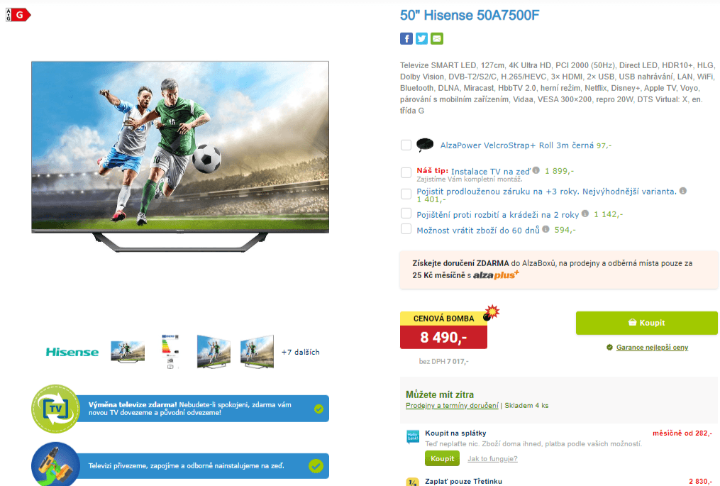 4K Smart TV, 127cm, HDR, Hisense