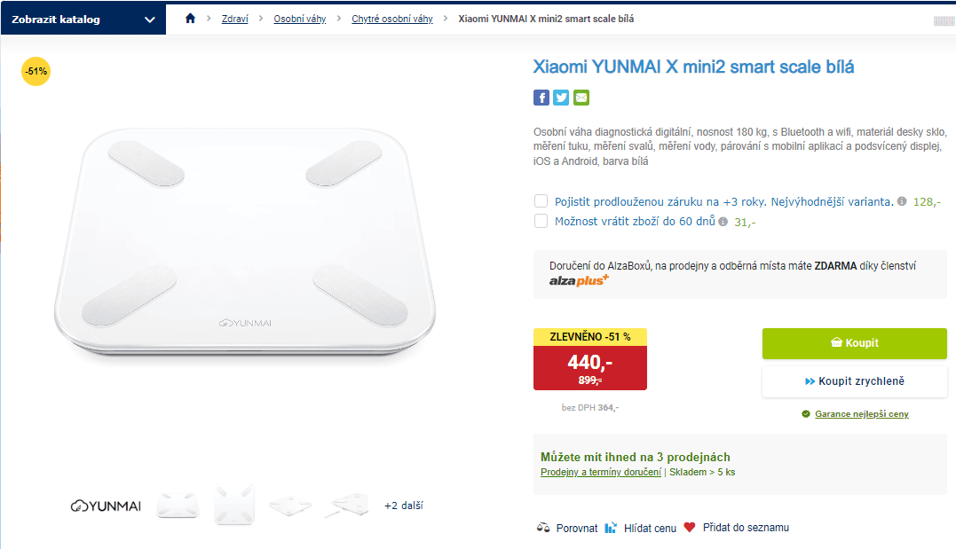 Chytrá osobní váha Xiaomi, BT, 180 kg