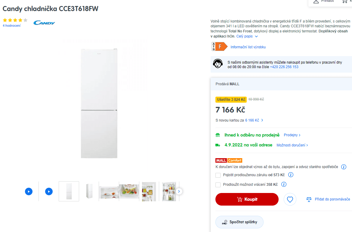 Komb. chladnička Candy, TNF, 341 l