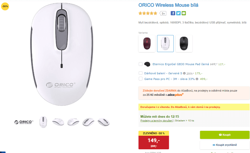 Bezdrátová myš ORICO, symetrická