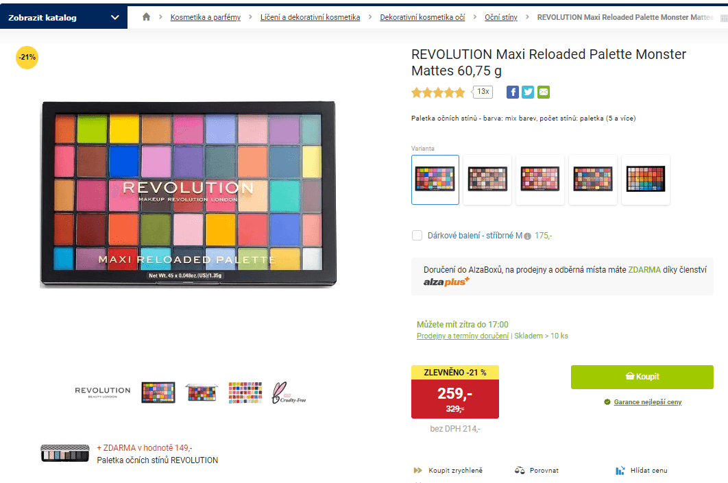 Paletka Revolution 45 očních stínů