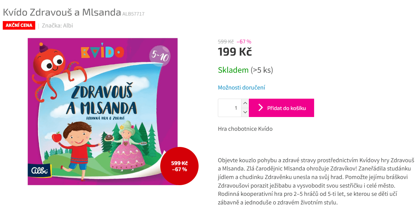 Společenská hra Zdravouš a Mlsanda Albi