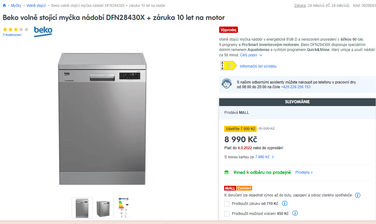 Myčka nádobí Beko, D, 14 sad, 60 cm