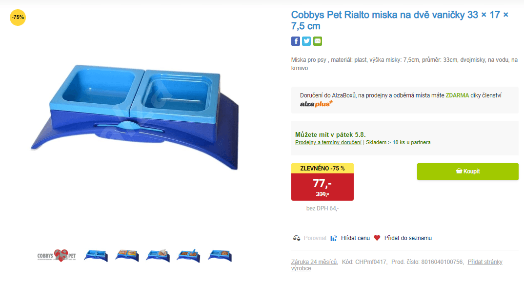 Miska pro psy Cobbys Pet Rialto, 33×17×7,5 cm