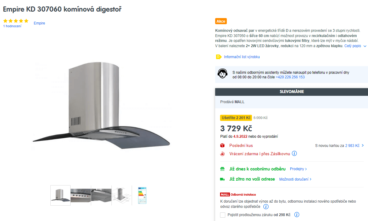 Komínová digestoř Empire KD 307060