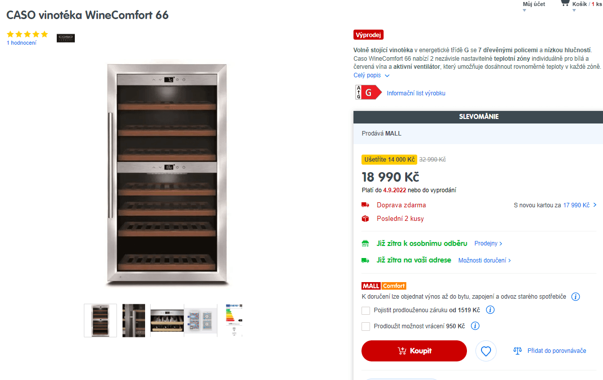 Vinotéka Caso WineComfort, 66 lahví