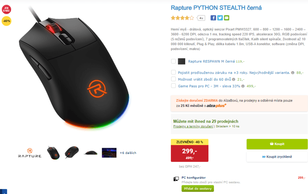 Herní myš Rapture PYTHON STEALTH