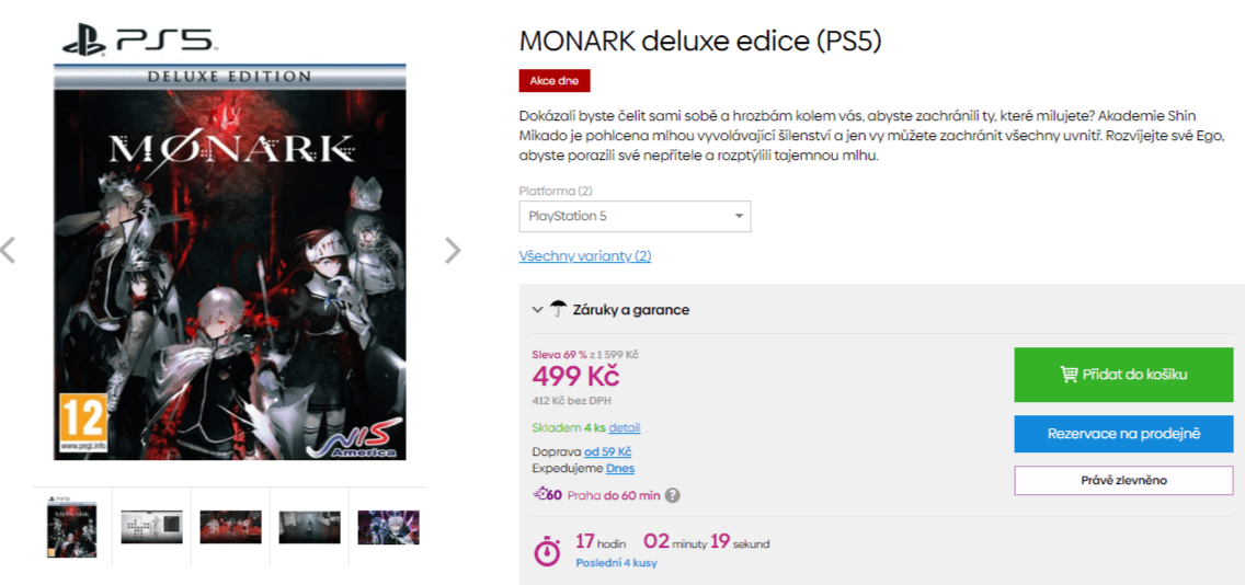 Hra na Playstation 5 MONARK deluxe edice