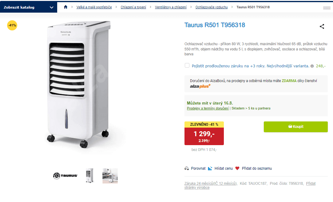 Mobilní ochlazovač vzduchu Taurus R501 
