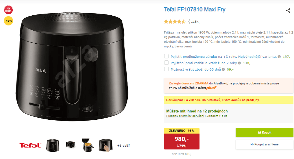 Fritéza na olej Tefal, 2 litry