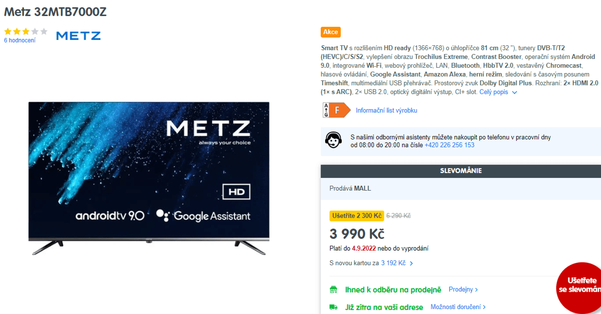 HD ready, Android, BT, Smart, 81cm, Metz