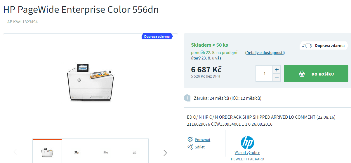 Barevná ink. tiskárna HP, duplex