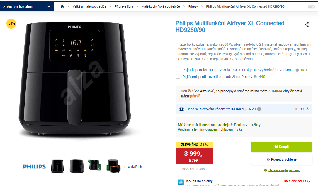 Horkovzdušná fritéza Philips HD9280/90