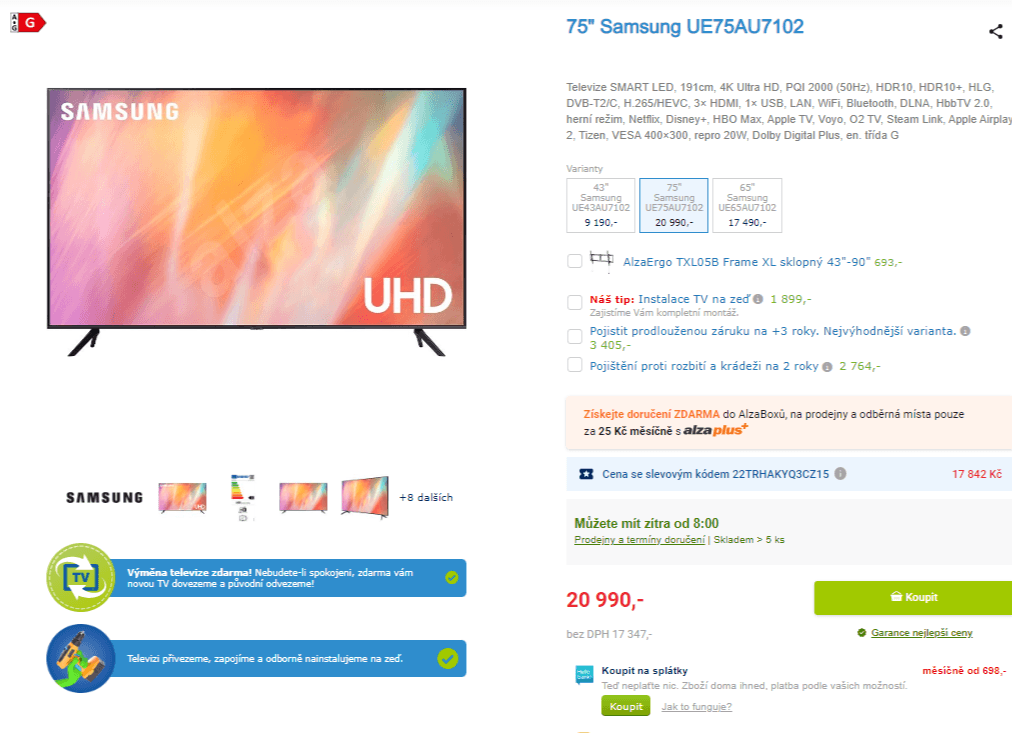 4K, Smart TV, 191cm, Samsung