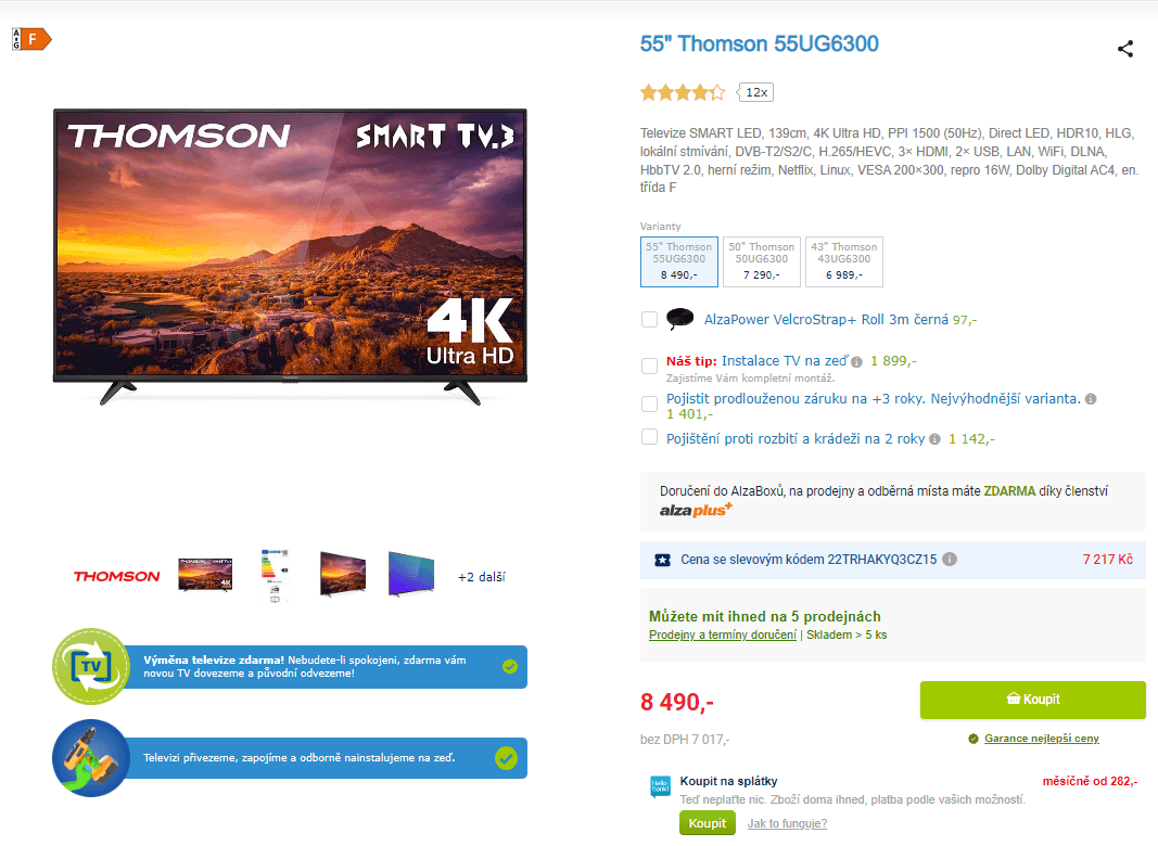 4K Smart TV, Linux, 139cm, HDR, Thomson