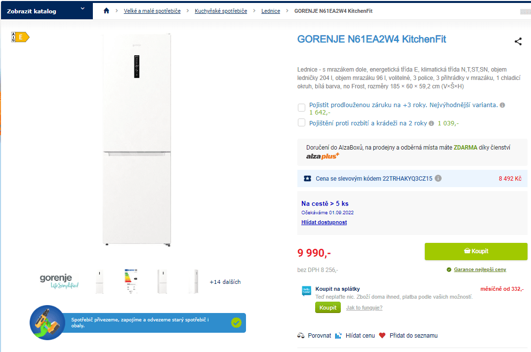 Komb. lednice Gorenje, 204/96 l, 185 cm