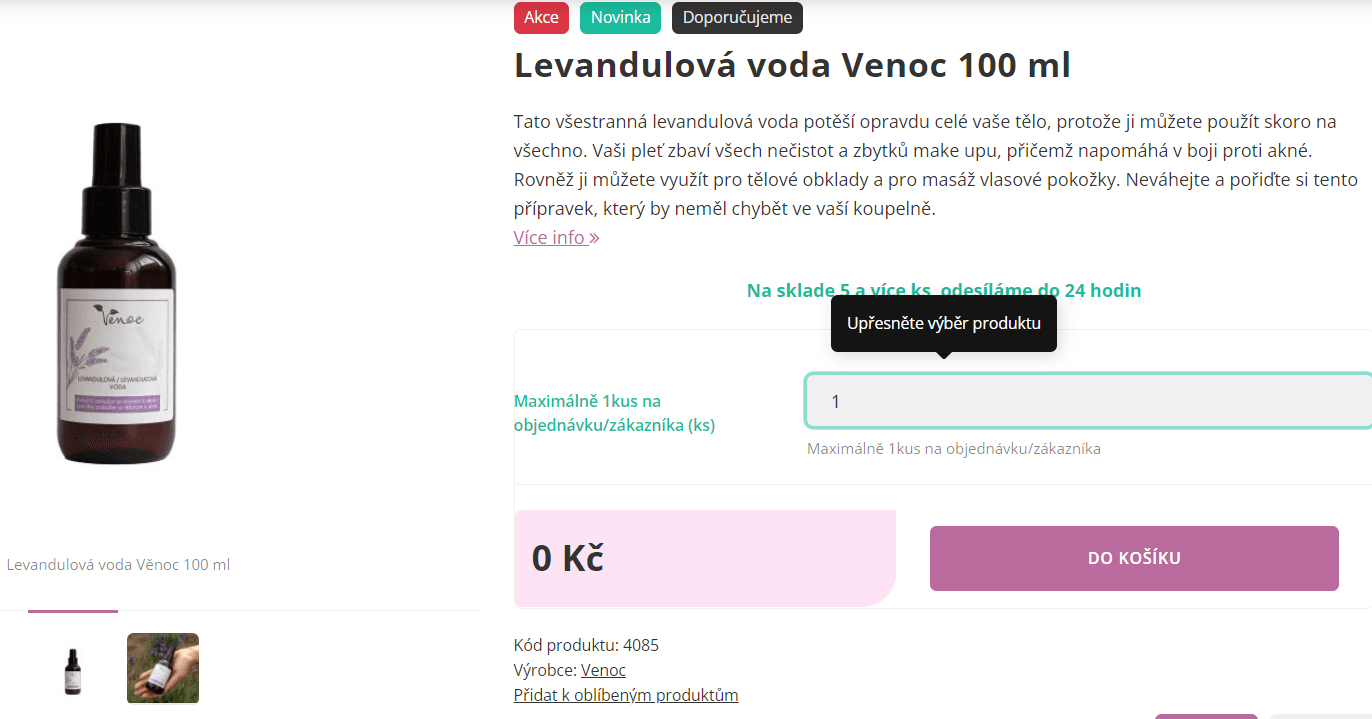Levandulová voda 100 ml ZDARMA