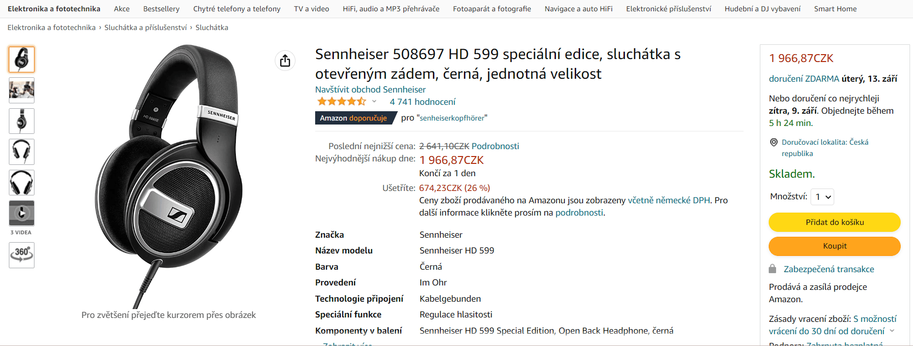 Špičková sluchátka Sennheiser HD 599