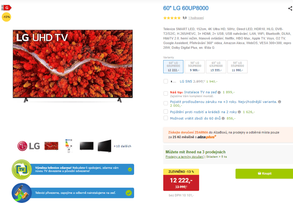 4K Smart TV, HDR, 153cm, LG