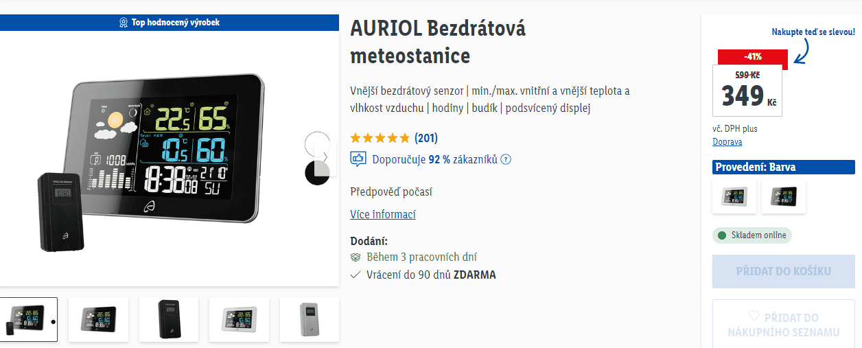 Meteostanice Auriol, budík, hodiny