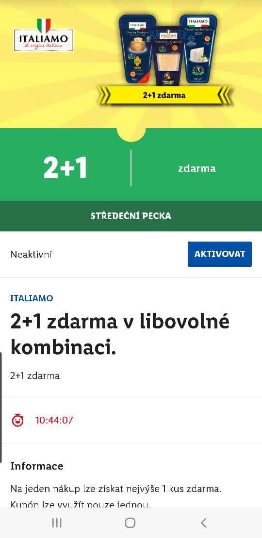Akce 2+1 zdarma na italské sýry 200 gr