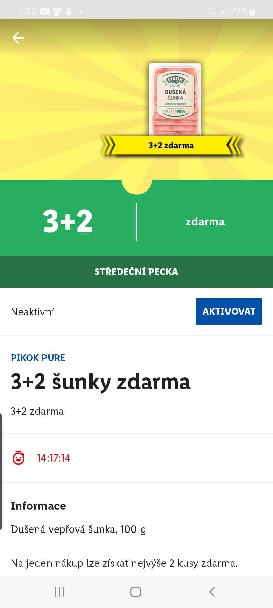 Akce 3+2 zdarma na šunku 95%