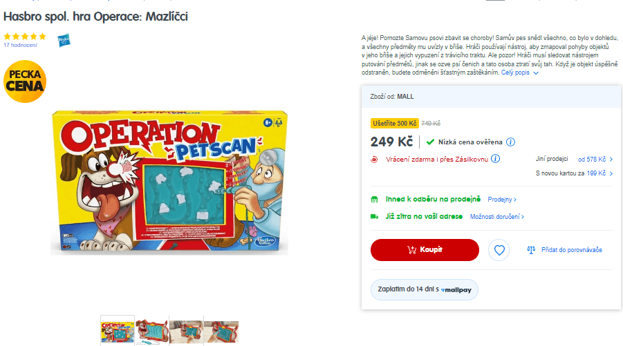 Společenská hra Hasbro Operace Mazlíčci