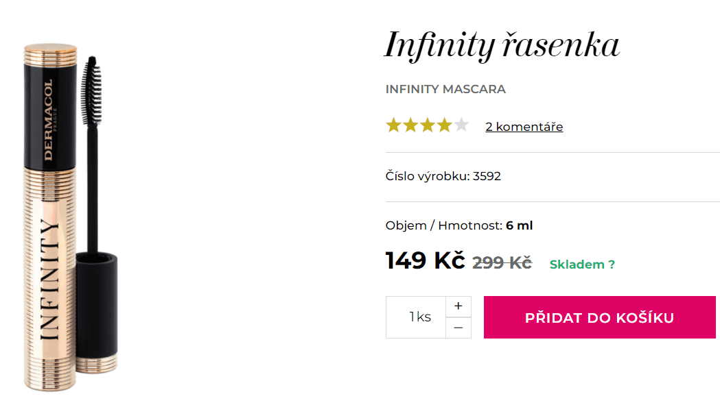 Řasenka Infinity Dermacol 6 ml
